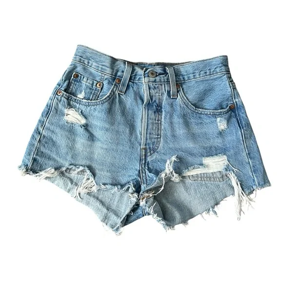 Levi’s 501 Distressed Button Fly Cutoff Shorts size 25W - Picture 3 of 9